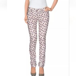 Isabel Marant Etoile Pink Floral Corduroy Skinny Jeans Chic Size EU 36/ US 4